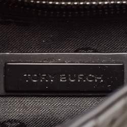 Pre Owned Tory Burch Black Matte Rubber PU Small Fleming Shoulder Bag