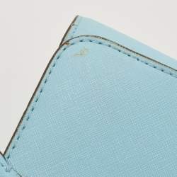 Pre Owned Tory Burch Sky Blue Leather Robinson Tote