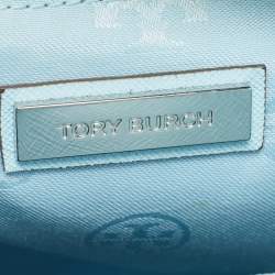 Pre Owned Tory Burch Sky Blue Leather Robinson Tote