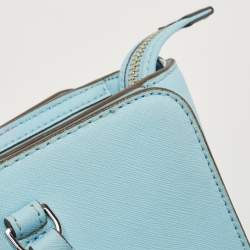 Pre Owned Tory Burch Sky Blue Leather Robinson Tote