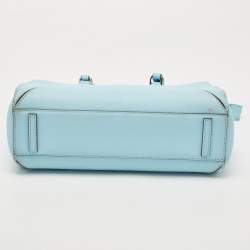 Pre Owned Tory Burch Sky Blue Leather Robinson Tote