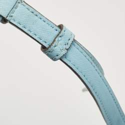 Pre Owned Tory Burch Sky Blue Leather Robinson Tote