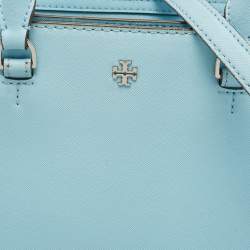 Pre Owned Tory Burch Sky Blue Leather Robinson Tote