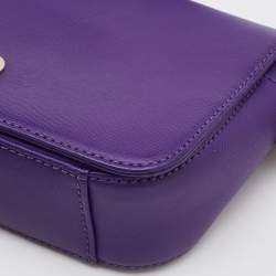 Pre Owned Tory Burch Purple Leather Mini Robinson Chain Shoulder Bag