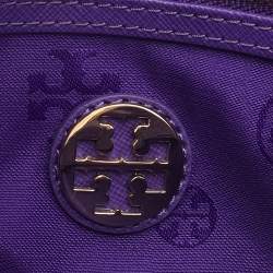 Pre Owned Tory Burch Purple Leather Mini Robinson Chain Shoulder Bag