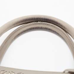 Pre Owned Tory Burch Grey Floral Laser Cut Leather Double Zip Robinson Tote