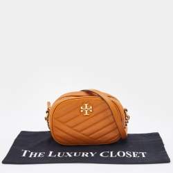 Pre Owned Tory Burch Mustard Chevron Leather Small Kira Camera Bag