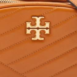 Pre Owned Tory Burch Mustard Chevron Leather Small Kira Camera Bag