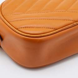 Pre Owned Tory Burch Mustard Chevron Leather Small Kira Camera Bag