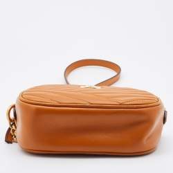 Pre Owned Tory Burch Mustard Chevron Leather Small Kira Camera Bag