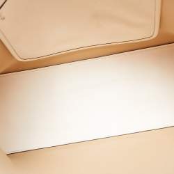 Pre Owned Tory Burch White/Multicolor Coated Canvas and Leather Geo Shopper Tote