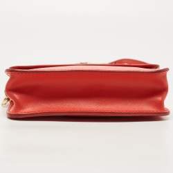 Pre Owned Tory Burch Red Saffinao Leather Mini Robinson Crossbody Bag
