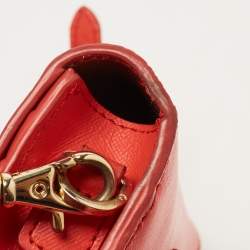 Pre Owned Tory Burch Red Saffinao Leather Mini Robinson Crossbody Bag