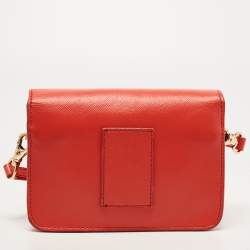 Pre Owned Tory Burch Red Saffinao Leather Mini Robinson Crossbody Bag