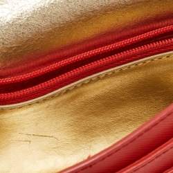 Pre Owned Tory Burch Red Saffinao Leather Mini Robinson Crossbody Bag