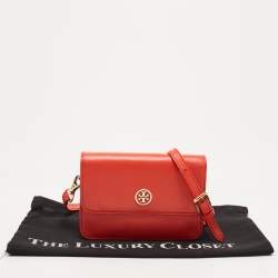 Pre Owned Tory Burch Red Saffinao Leather Mini Robinson Crossbody Bag
