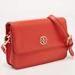 Pre Owned Tory Burch Red Saffinao Leather Mini Robinson Crossbody Bag