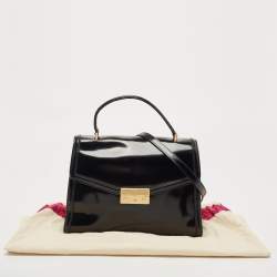Pre Owned Tory Burch Black Glossy Leather Juliette Top Handle Bag