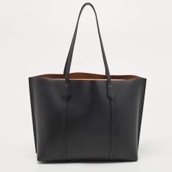 Pre Owned Tory Burch Black Leather Triple Compartment Perry Tote