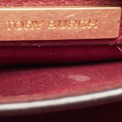Pre Owned Tory Burch Burgundy Leather Mcgraw Crossbody Bag