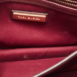 Pre Owned Tory Burch Burgundy Leather Mcgraw Crossbody Bag