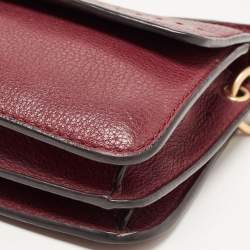 Pre Owned Tory Burch Burgundy Leather Mcgraw Crossbody Bag
