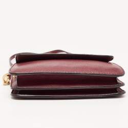 Pre Owned Tory Burch Burgundy Leather Mcgraw Crossbody Bag