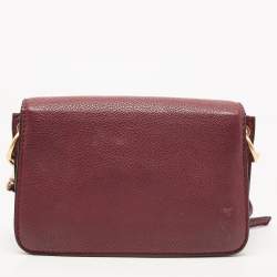 Pre Owned Tory Burch Burgundy Leather Mcgraw Crossbody Bag