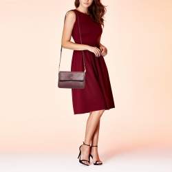 Pre Owned Tory Burch Burgundy Leather Mcgraw Crossbody Bag