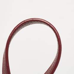 Pre Owned Tory Burch Burgundy Grained Leather Turnlock Flap Tote