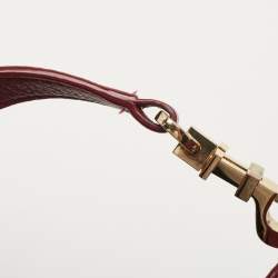 Pre Owned Tory Burch Burgundy Grained Leather Turnlock Flap Tote