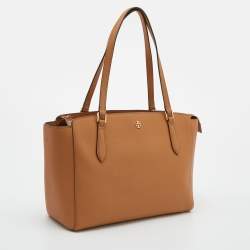 Pre Owned Tory Burch Tan Leather Emerson Top Zip Tote