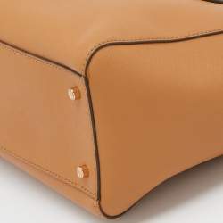 Pre Owned Tory Burch Tan Leather Emerson Top Zip Tote