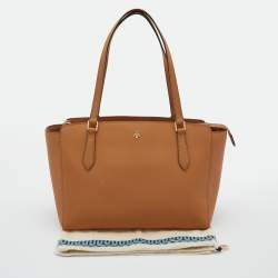 Pre Owned Tory Burch Tan Leather Emerson Top Zip Tote