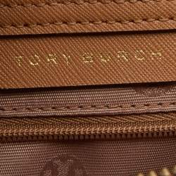 Pre Owned Tory Burch Tan Leather Emerson Top Zip Tote
