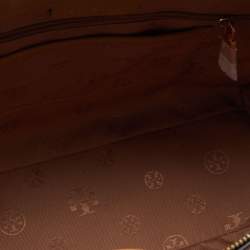 Pre Owned Tory Burch Tan Leather Emerson Top Zip Tote