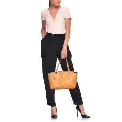 Pre Owned Tory Burch Tan Leather Emerson Top Zip Tote