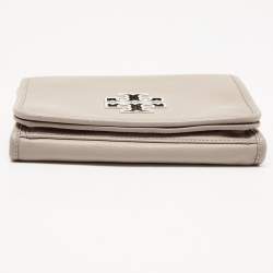 Pre Owned Tory Burch Beige Leather Britten Flap Crossbody Bag