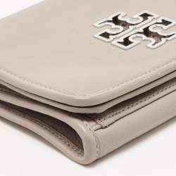 Pre Owned Tory Burch Beige Leather Britten Flap Crossbody Bag