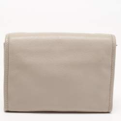 Pre Owned Tory Burch Beige Leather Britten Flap Crossbody Bag