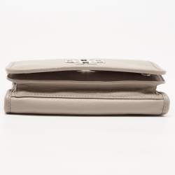 Pre Owned Tory Burch Beige Leather Britten Flap Crossbody Bag