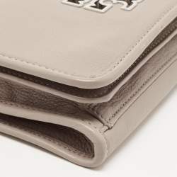 Pre Owned Tory Burch Beige Leather Britten Flap Crossbody Bag