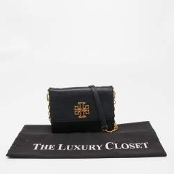 Pre Owned Tory Burch Black Leather Britten Crossbody Bag
