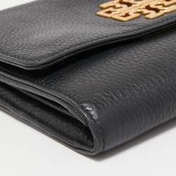 Pre Owned Tory Burch Black Leather Britten Crossbody Bag