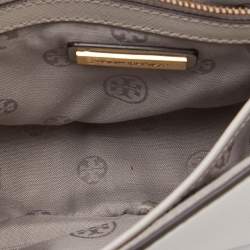 Pre Owned Tory Burch Taupe Leather Robinson Flap Shoulder Bag