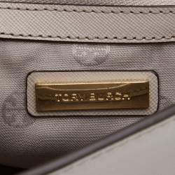 Pre Owned Tory Burch Taupe Leather Robinson Flap Shoulder Bag