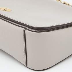 Pre Owned Tory Burch Taupe Leather Robinson Flap Shoulder Bag