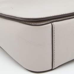 Pre Owned Tory Burch Taupe Leather Robinson Flap Shoulder Bag