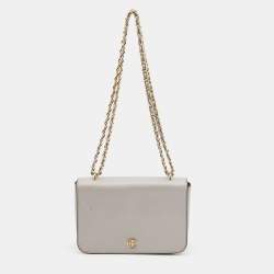 Tory Burch Taupe Leather Robinson Flap Shoulder Bag Tory Burch TLC