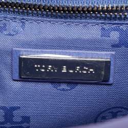 Pre Owned Tory Burch Blue/Silver Leather Chelsea Shoulder Bag